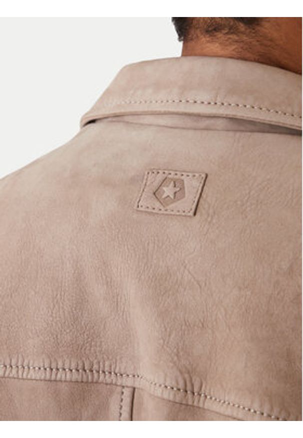 Milestone Kurtka skórzana Valerio 612205 60790 Beżowy Regular Fit. Kolor: beżowy. Materiał: welur