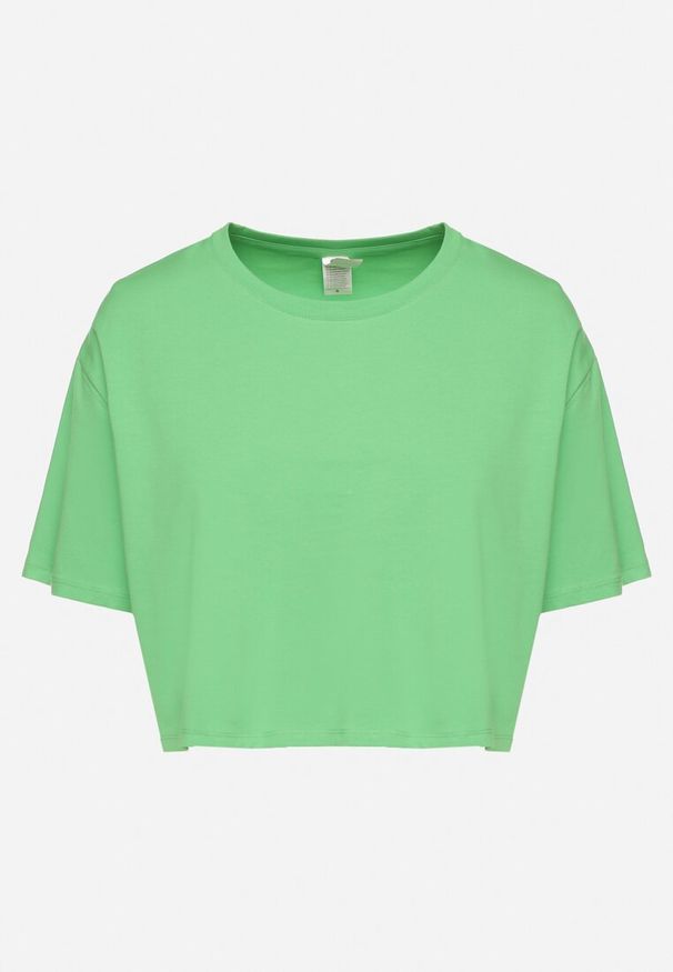 Born2be - Jasnozielony Krótki T-shirt Oversize Lilu. Okazja: na co dzień. Kolor: zielony. Materiał: bawełna, tkanina. Długość: krótkie. Sezon: lato, wiosna. Styl: elegancki, casual