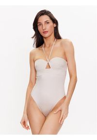 Calvin Klein Swimwear Strój kąpielowy KW0KW02142 Beżowy. Kolor: beżowy. Materiał: syntetyk