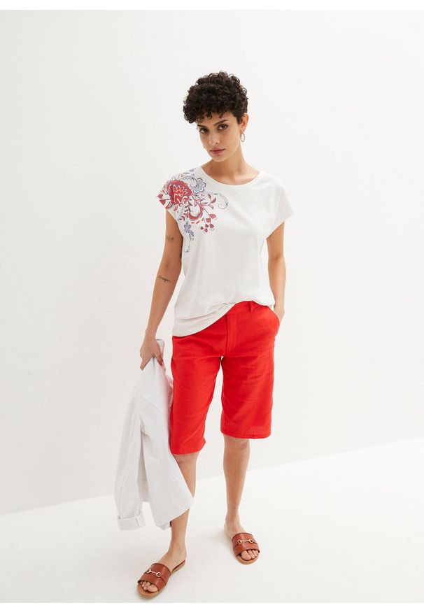 bonprix - Shirt z nadrukiem. Kolor: biały. Wzór: nadruk. Styl: klasyczny