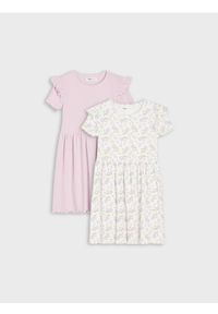 Sinsay - Prążkowane sukienki z falbanami 2 pack - wielobarwny. Materiał: prążkowany #1