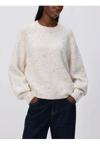 Reserved - Wzorzysty sweter - złamana biel. Materiał: wełna, dzianina