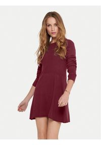 only - ONLY Sukienka dzianinowa Alma 15185761 Bordowy Regular Fit. Kolor: czerwony. Materiał: wiskoza