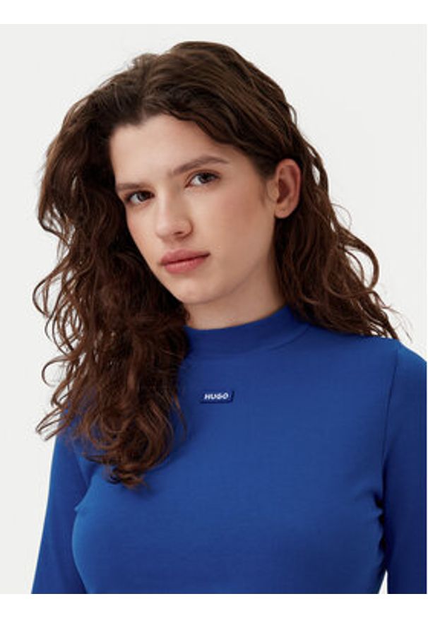 Hugo - HUGO Sukienka codzienna Nilla 50531138 Niebieski Slim Fit. Okazja: na co dzień. Kolor: niebieski. Materiał: bawełna. Typ sukienki: proste. Styl: casual