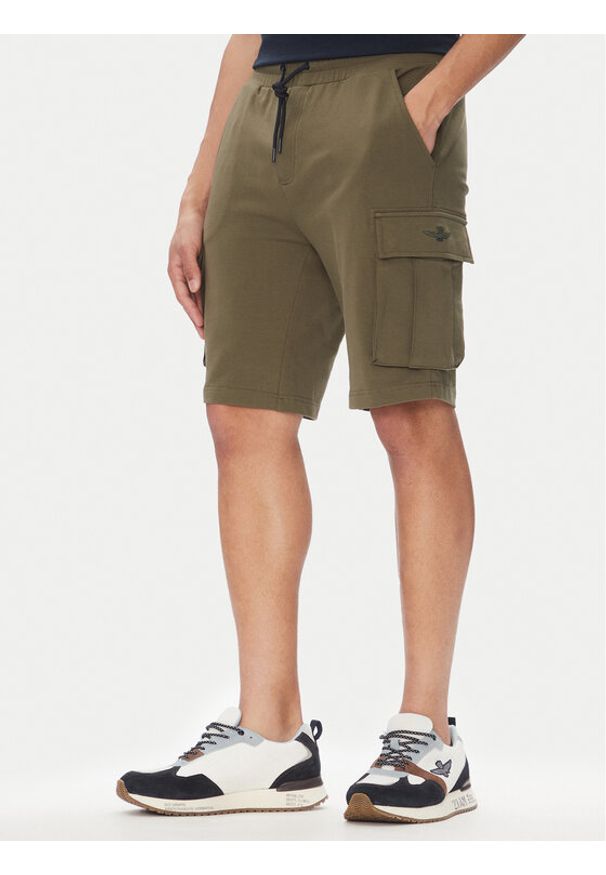Aeronautica Militare Szorty sportowe 251BF025F459 Khaki Regular Fit. Kolor: brązowy. Materiał: bawełna. Styl: sportowy