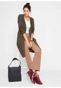 bonprix - Spodnie sztruksowe ze stretchem o kroju bootcut. Kolor: brązowy. Materiał: sztruks #3