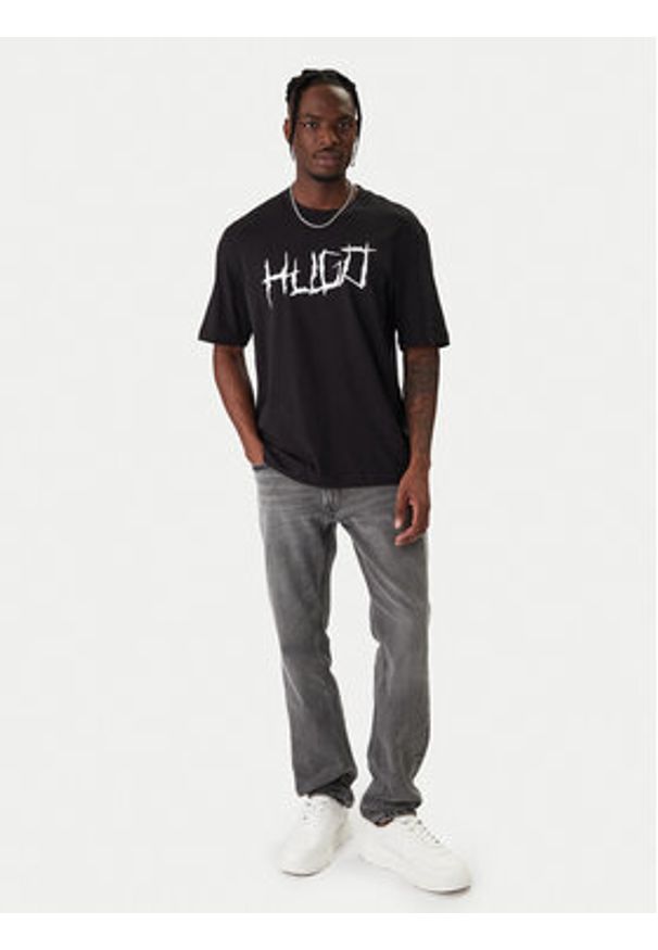 Hugo - HUGO T-Shirt Namerix 50554350 Czarny Regular Fit. Kolor: czarny. Materiał: bawełna
