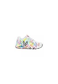 skechers - Buty do chodzenia damskie Skechers Spread The Love. Okazja: na co dzień. Zapięcie: sznurówki. Kolor: biały. Materiał: guma, materiał, syntetyk. Szerokość cholewki: normalna. Wzór: aplikacja. Sport: turystyka piesza #1