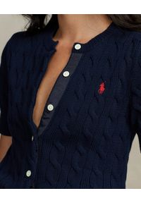 Ralph Lauren - RALPH LAUREN - Bawełniany sweter z krótkimi rękawami. Typ kołnierza: polo. Kolor: niebieski. Materiał: bawełna. Długość rękawa: krótki rękaw. Długość: krótkie. Wzór: haft #5