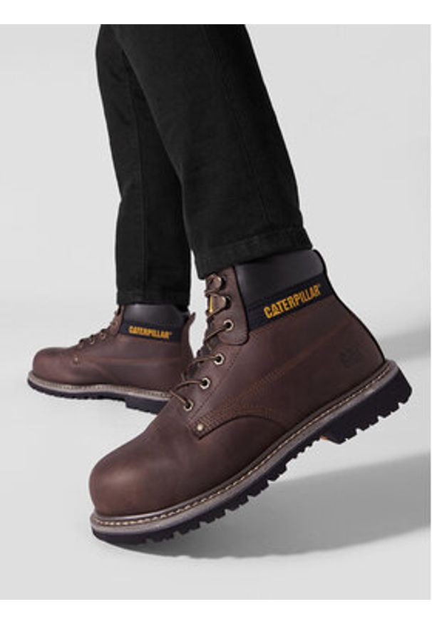 CAT Footwear Trapery Powerplant S3 Hro P724629 Brązowy. Kolor: brązowy. Materiał: nubuk, skóra