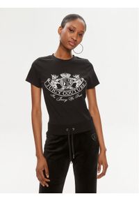 Juicy Couture T-Shirt Enzo Dog JCBCT224816 Czarny Slim Fit. Kolor: czarny. Materiał: bawełna