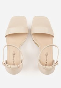 Renee - Beżowe Sandały na Szpilce z Kwadratowym Noskiem Padove. Okazja: na co dzień. Kolor: beżowy. Materiał: satyna. Obcas: na szpilce. Styl: casual #7