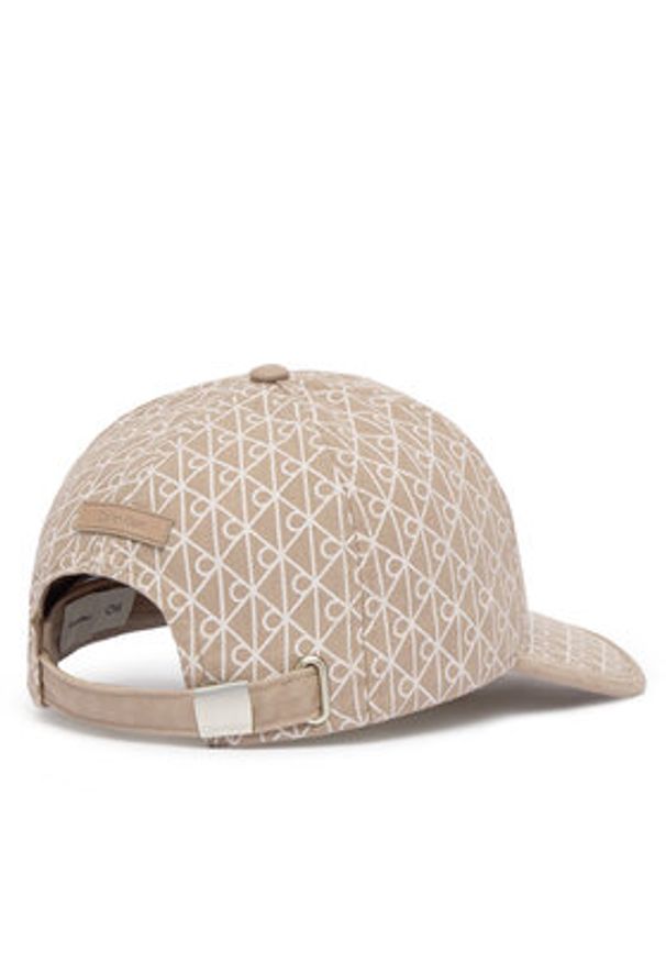 Calvin Klein Czapka z daszkiem Emblem Print W Leather Patch Cap LV04F5036G Beżowy. Kolor: beżowy. Materiał: bawełna. Wzór: nadruk