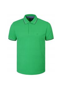 Koszulka Polo - Męska - Pako Jeans - Zielona, Kryte Guziki. Okazja: na co dzień. Typ kołnierza: polo. Kolor: zielony. Materiał: bawełna. Styl: casual