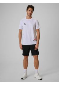 4f - 4F T-shirt regular z nadrukiem męski - biały M. Okazja: na co dzień, na plażę. Kolor: biały. Materiał: materiał, bawełna, dzianina. Długość rękawa: długi rękaw. Wzór: nadruk. Sezon: lato. Styl: wakacyjny, casual, klasyczny #2