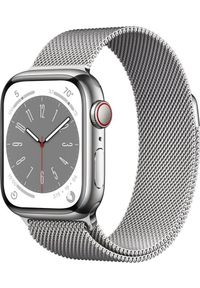 APPLE - Smartwatch Apple Watch 8 GPS + Cellular 41mm Silver Stainless Steel Srebrny (MNJ83UL/A). Rodzaj zegarka: smartwatch. Kolor: srebrny