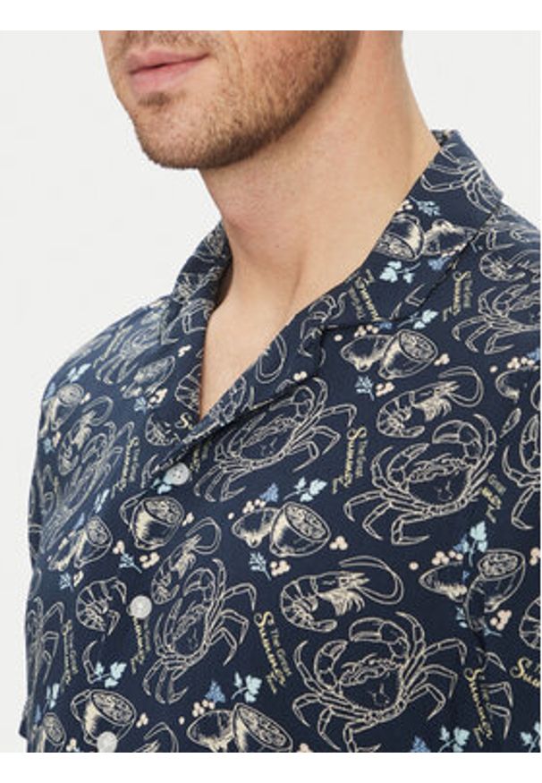 Blend Koszula 20718227 Granatowy Regular Fit. Kolor: niebieski. Materiał: wiskoza