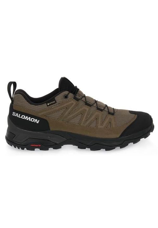 salomon - Buty do biegania męskie Salomon X Ward Leather Mid Gtx. Kolor: zielony. Materiał: guma. Szerokość cholewki: normalna. Sport: bieganie