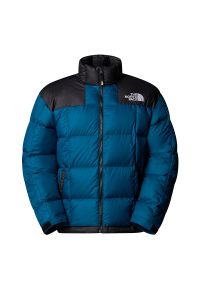 Kurtka męska The North Face Lhotse 0A3Y23BSI1 - granatowo-czarna. Kolor: czarny, niebieski, wielokolorowy. Materiał: poliester, puch. Wzór: aplikacja #1