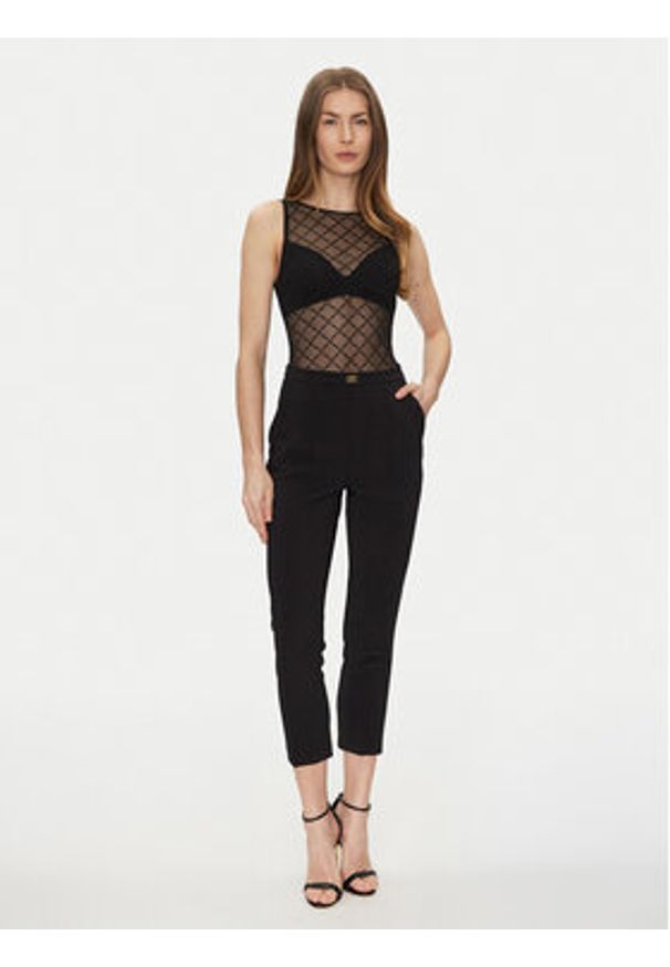 Elisabetta Franchi Body BO-020-51E2-V150 Czarny Slim Fit. Kolor: czarny. Materiał: syntetyk