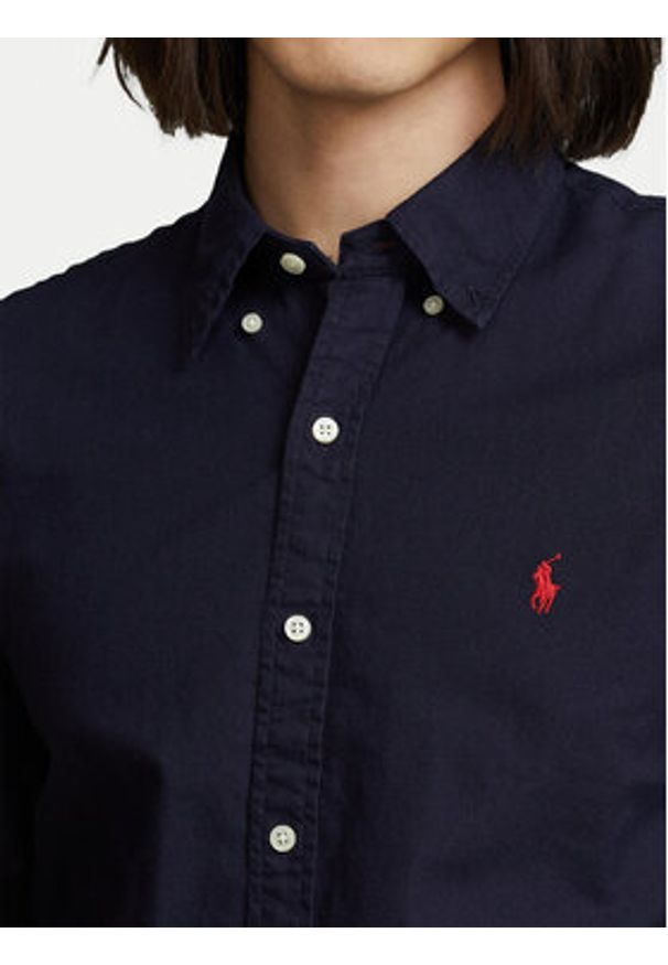 Polo Ralph Lauren Koszula Bsr 710723610 Granatowy Slim Fit. Typ kołnierza: polo. Kolor: niebieski. Materiał: bawełna