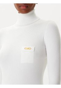 Elisabetta Franchi Golf MK-11B-56E2-V290 Biały Slim Fit. Typ kołnierza: golf. Kolor: biały. Materiał: syntetyk