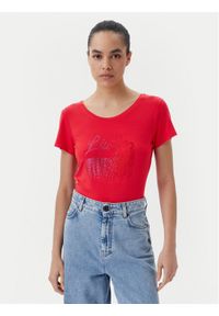 Liu Jo Beachwear T-Shirt VA5157 JS360 Czerwony Regular Fit. Kolor: czerwony. Materiał: wiskoza #1