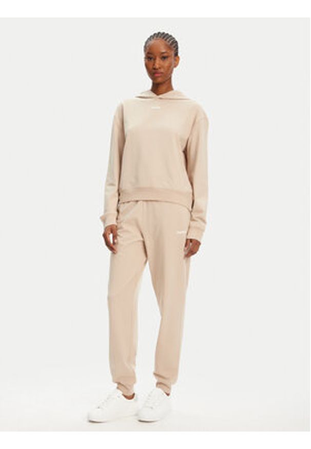 Hugo - HUGO Bluza 50490594 Beżowy Regular Fit. Kolor: beżowy. Materiał: bawełna