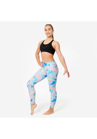DOMYOS - Legginsy do gimnastyki dla dzieci Domyos. Okazja: na uczelnię. Stan: podwyższony. Kolor: biały. Materiał: materiał, elastan, poliester. Styl: sportowy, elegancki