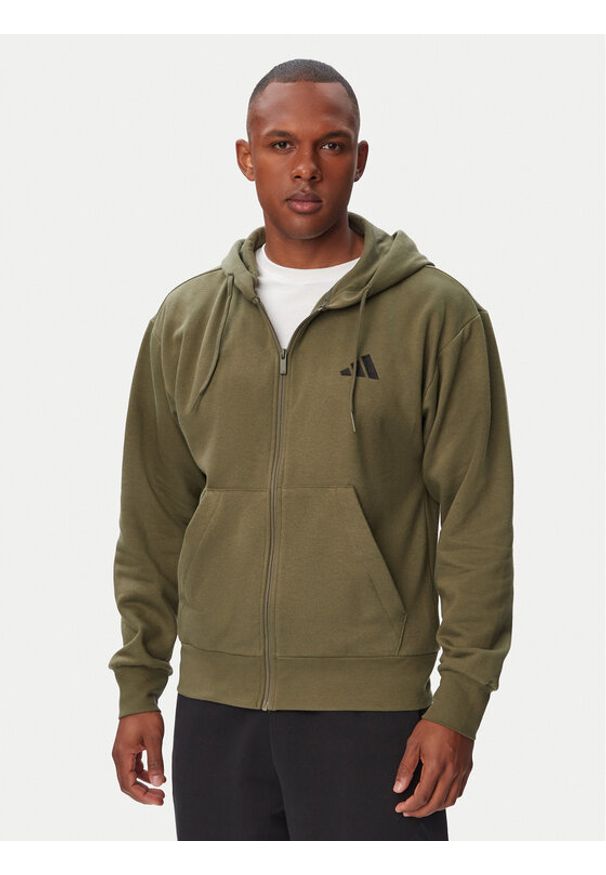 Adidas - adidas Bluza Feelcozy IA6042 Khaki Regular Fit. Kolor: brązowy. Materiał: bawełna