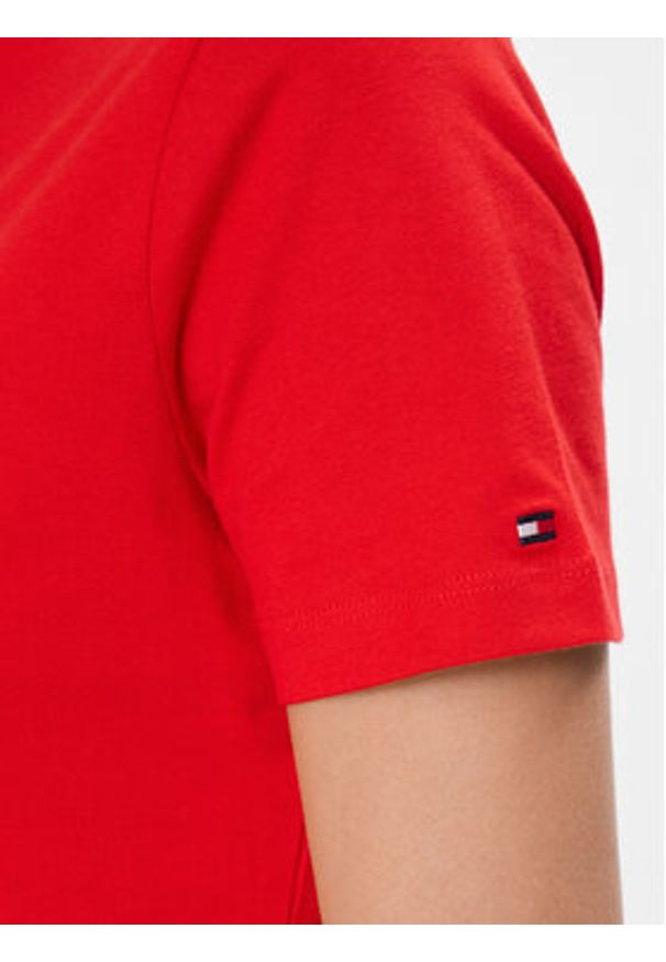 TOMMY HILFIGER - Tommy Hilfiger T-Shirt Reg Crest C-Nk Tee Ss WW0WW41058 Czerwony Regular Fit. Kolor: czerwony. Materiał: bawełna