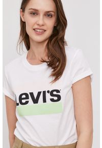 Levi's® - Levi's T-shirt kolor biały. Okazja: na spotkanie biznesowe, na co dzień. Kolor: biały. Materiał: bawełna. Wzór: nadruk. Styl: biznesowy, casual #5