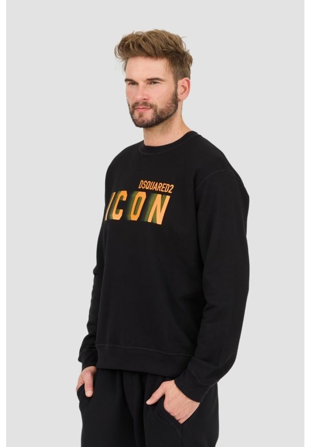 DSQUARED2 Czarna męska bluza Icon Blur Cool Fit Crewneck, Rozmiar M. Kolor: czarny