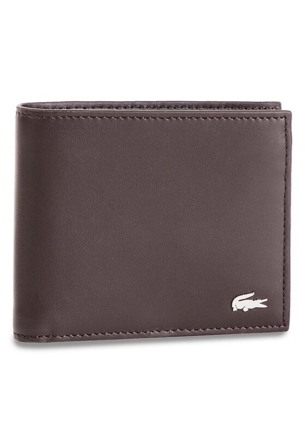 Lacoste Duży Portfel Męski Large Billfold & Coin NH1112FG Brązowy. Kolor: brązowy. Materiał: skóra