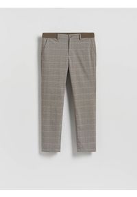 Reserved - Spodnie chino slim w kratę - beżowy. Kolor: beżowy. Materiał: wiskoza, tkanina