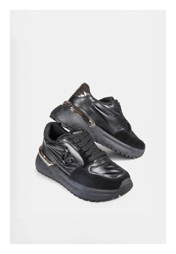 Pinko - PINKO Sneakersy Gem 07 SS0055P106 Czarny. Kolor: czarny. Materiał: materiał
