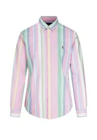 Ralph Lauren - RALPH LAUREN - Koszula w paski Slim Fit. Typ kołnierza: polo. Kolor: różowy, wielokolorowy, fioletowy. Materiał: tkanina. Wzór: paski #3