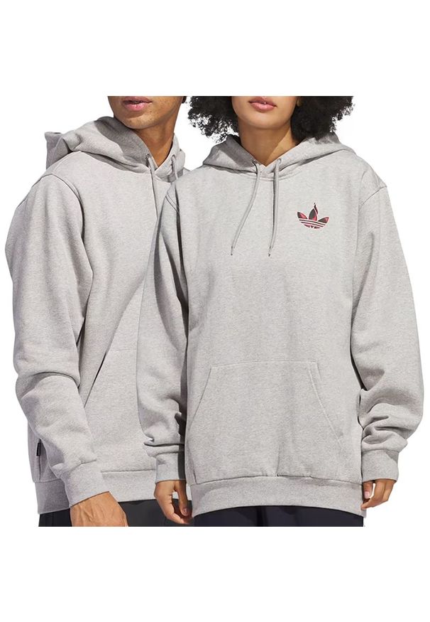 Adidas - Bluza unisex adidas Originals Trefoil Torch JC8780 - szara. Typ kołnierza: kaptur. Kolor: szary. Materiał: materiał, poliester, bawełna. Wzór: aplikacja. Styl: klasyczny