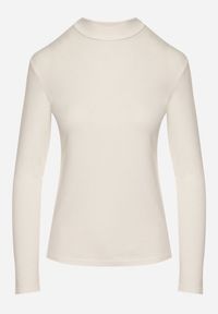 Born2be - Biała Bluzka Golf Typu Longsleeve Altera. Okazja: do pracy, na co dzień. Typ kołnierza: golf. Kolor: biały. Materiał: jeans. Długość rękawa: długi rękaw. Styl: elegancki, casual #3