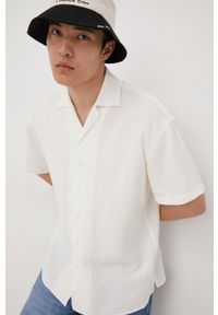 Premium by Jack&Jones koszula męska kolor beżowy regular. Kolor: beżowy. Materiał: tkanina. Długość rękawa: krótki rękaw. Długość: krótkie