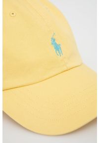 Polo Ralph Lauren Czapka bawełniana 710667709043 kolor żółty gładka. Kolor: żółty. Materiał: bawełna. Wzór: gładki #2