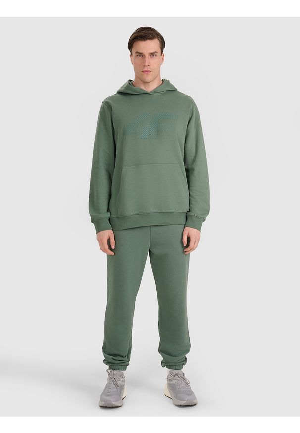 4f - 4F Spodnie dresowe joggery męskie - zielone XL. Kolor: zielony. Materiał: dresówka. Wzór: gładki, ze splotem