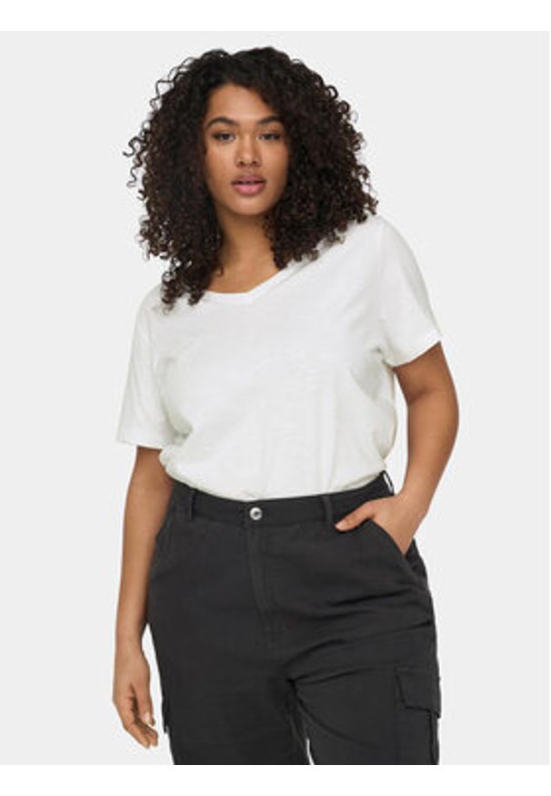 ONLY Carmakoma T-Shirt 15285965 Biały Regular Fit. Kolor: biały. Materiał: bawełna