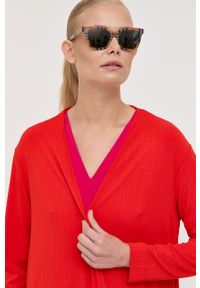 Max Mara Leisure kardigan damski kolor pomarańczowy lekki. Okazja: na co dzień. Kolor: pomarańczowy. Materiał: dzianina. Długość rękawa: długi rękaw. Długość: długie. Styl: casual #3