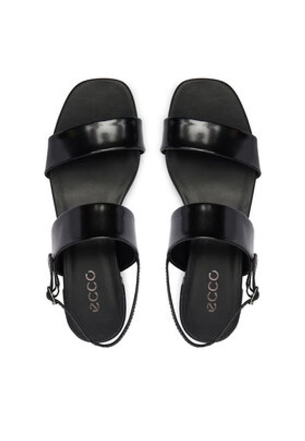 ecco - ECCO Sandały Liva 25030304001 Czarny. Kolor: czarny. Materiał: lakier, skóra