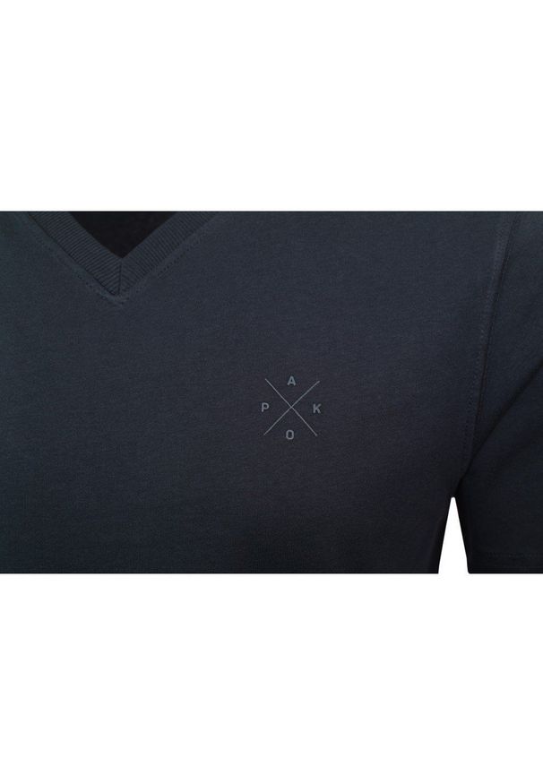 Koszulka Męska (T-Shirt) - Pako Jeans - Granatowa, Dekolt V-Neck (Serek). Okazja: na co dzień. Kolor: niebieski. Materiał: bawełna. Styl: casual
