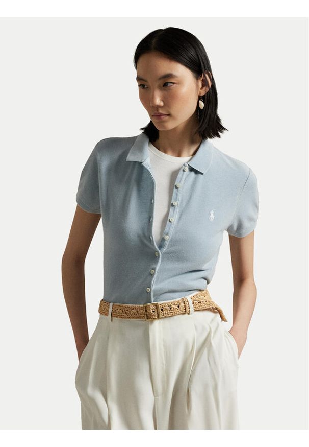 Polo Ralph Lauren Polo 211965095003 Błękitny Slim Fit. Typ kołnierza: polo. Kolor: niebieski. Materiał: bawełna