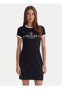 Guess Sukienka codzienna V6GK05 K2988 Granatowy Regular Fit. Okazja: na co dzień. Kolor: niebieski. Materiał: bawełna. Typ sukienki: proste. Styl: casual #1