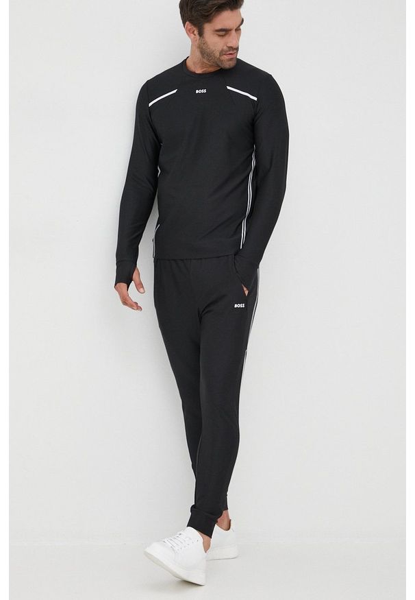 BOSS bluza BOSS ATHLEISURE męska kolor czarny melanżowa. Okazja: na co dzień. Kolor: czarny. Materiał: materiał. Wzór: melanż. Styl: casual