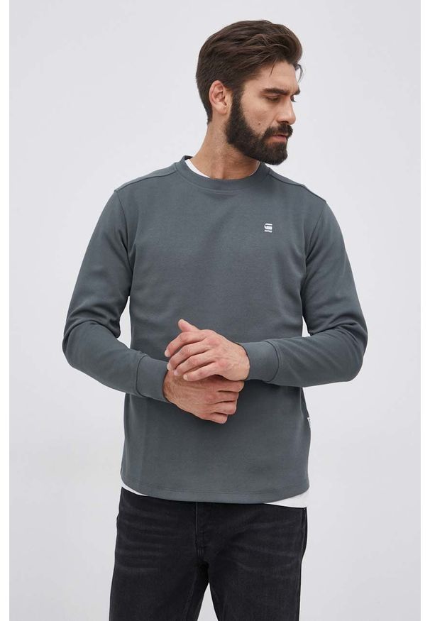 G-Star RAW - G-Star Raw Bluza męska kolor zielony gładka. Okazja: na co dzień. Kolor: zielony. Materiał: włókno, dzianina, materiał. Wzór: gładki. Styl: casual
